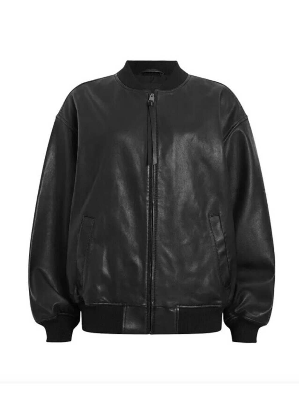 NEW, AllSaints Belle Leather Bomber Jacket Size L  #SJ2558